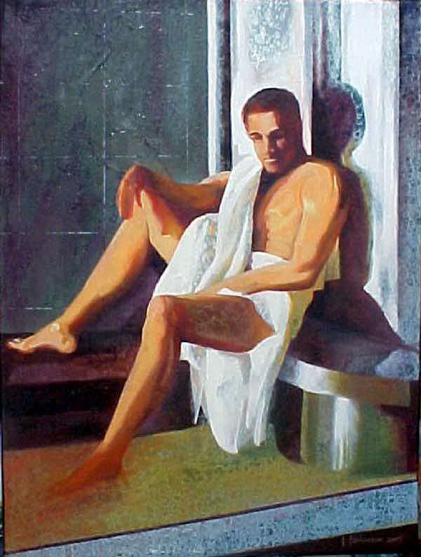 Man in shower by tonkinson-art