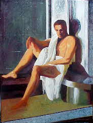 Man in shower by tonkinson-art