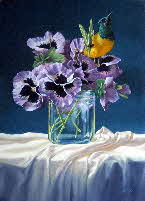 pansies & sunbird by tonkinson-art