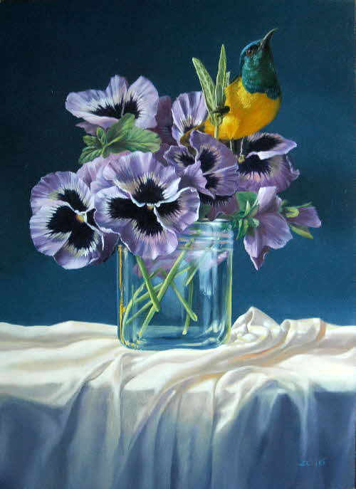 pansies and sunbird-