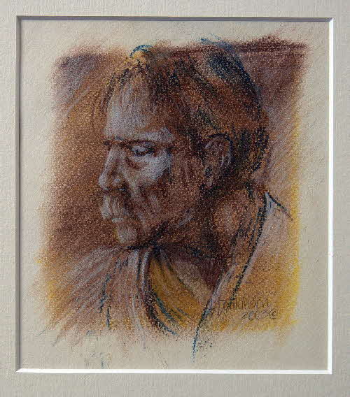 pastel drawing of an old man by tonkinson-art